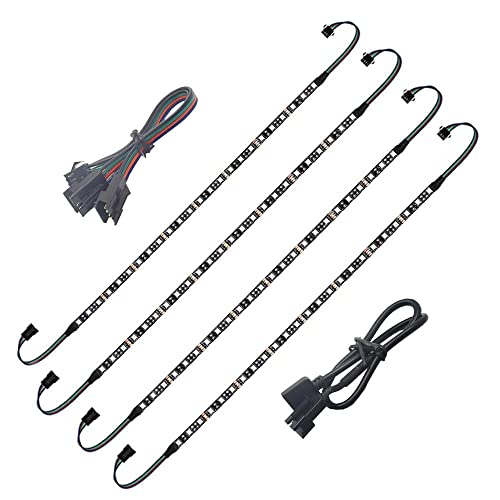 Vrabocry LED RGB PC Light Strip 4PCs 19.7in RGB LED Strip for 12V 4-Pin RGB LED headers for ASUS Aura Sync, Gigabyte RGB Fusion, Mystic Light, ASRock RGB