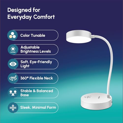 Image of wipro Jade Table Lamp | Rechargable LED Desk Light with 360 Flexible Gooseneck | Type-C Charging | Color Tunable & Adjustable Brightness | Minimalist Design for Bedroom, Office & Study | Pack of 2