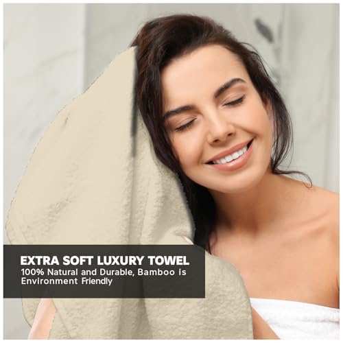 GC GAVENO CAVAILIA Bamboo Hand Towels 2 Pack - 500 gsm Highly Absorbent Towels For Bathroom (50x80 Cm) - 60% Bamboo, 40% Cotton Towels Bale Extra Soft - Cream - Cosy Home Interiors GC GAVENO CAVAILIA Bamboo Hand Towels 2 Pack - 500 gsm Highly Absorbent Towels For Bathroom (50x80 Cm) - 60% Bamboo, 40% Cotton Towels Bale Extra Soft - Cream - Image 4