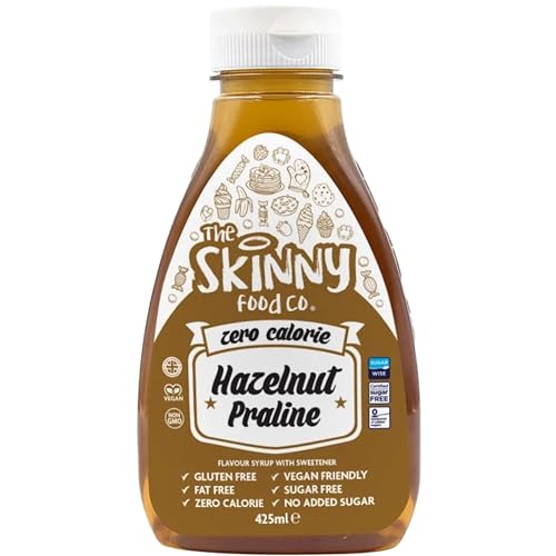 Skinny Food Co Hazelnut Praline Syrup Zero Calorie 425ml - Sugar Free Hazelnut Coffee Syrups For Tea, Hot Chocolate, Fruit, Baking, Protein Drinks - Vegan-Friendly, Gluten-Free & Fat-Free