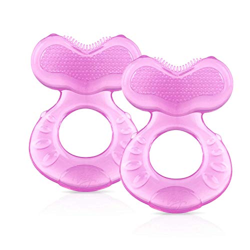 Image of Nuby Silicone Teethe-EEZ Teether with Bristles (Pink-2 Count)