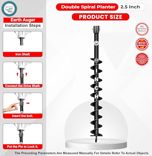 Image of DVI Universal Double Spiral 2.5 Inch Earth Auger Drill Bit /Planter | Fit In Every Type of Earth Auger | Made With High Metal & ISI Approved Pipe For Durablity | For Digging Holes, Plantation.