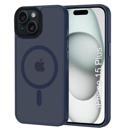 Image of iPhone 15 Plus Magsafe Hard Back Case | Matte Design & 360 Protection | Military-Grade Apple iPhone 15 Plus Cover | Strong Magnet Back - Blue