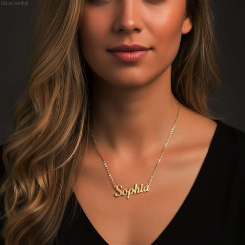 Personalized Letter Custom Name Necklace for Women 18K Gold Plated Thin Script - Custom Jewelry with Gift Box for Anniversary Wedding Dates Holidays​2