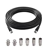Flomiara TV-Antennen-Koaxialkabel, F-Stecker auf F-Stecker, 75 Ohm, RG6, Koaxial-Hochgeschwindigkeits-TV-Antennenkabel, 3 m, feuerfeste Antennenstecker mit 6 Verlängerungskupplungen, für TV