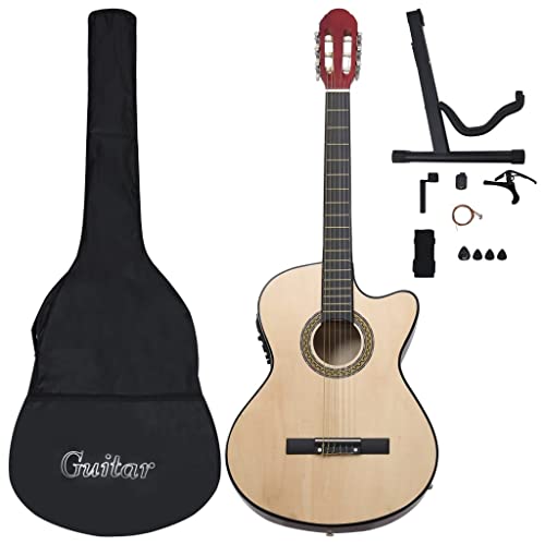 Wakects Guitare acoustique pan coupé couleur bois clair pour musiciens débutants - Les Beatles, Paul McCartney, John Lennon, RIngo Starr, George Harrison Wakects Guitare acoustique pan coupé couleur bois clair pour musiciens débutants