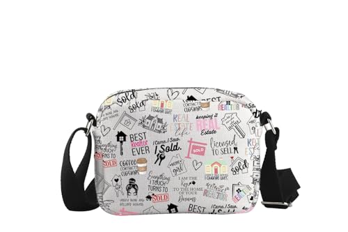 WCGXKO Novelty Realtor Gift Realtor Sayings Real Estate Life Quotes Canvas Crossbody Bag