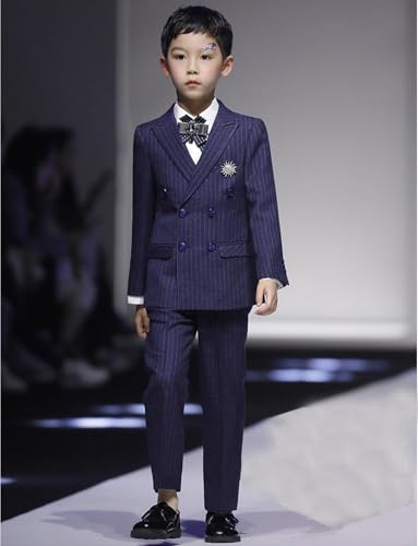 Costume rayé garçon confortable pour bouger sans plis durant les fêtes - 2