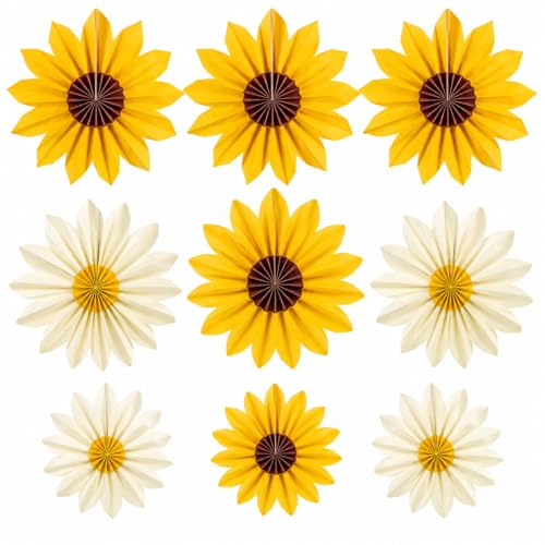 Decoración de girasoles de papel grueso premium para colgar en eventos