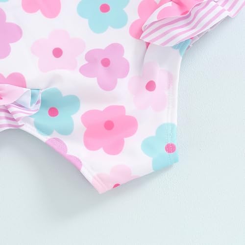 Image of Toddler Kids Girl One Piece Swimsuit Floral Sleeveless Backless Swimwear Bowknot Ruffled Bathing Suit Beachwear