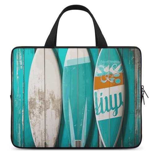Housse ordinateur portable turquoise vintage avec motif surf et protection antichoc renforcée