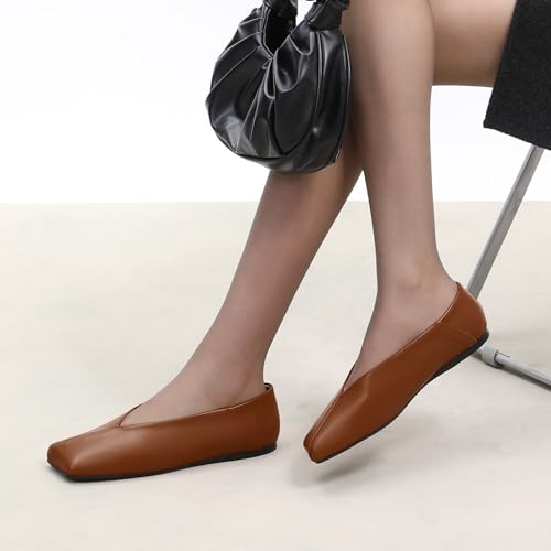 MODENCOCO Womens Flats Square Toe Ballet Flat for Women Loafers Flats Dress Shoes Comfortable Business Casual Work Shoes2