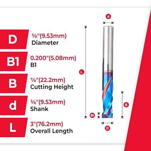 Image of Amana Tool Spektra Extreme Tool Life Coated CNC Compression Spiral Router Bit, 46171-K-5 5 Pack, 3 /8 D x 7 /8 CH x 3 /8 Shk x 3 Inch L 2 Flute