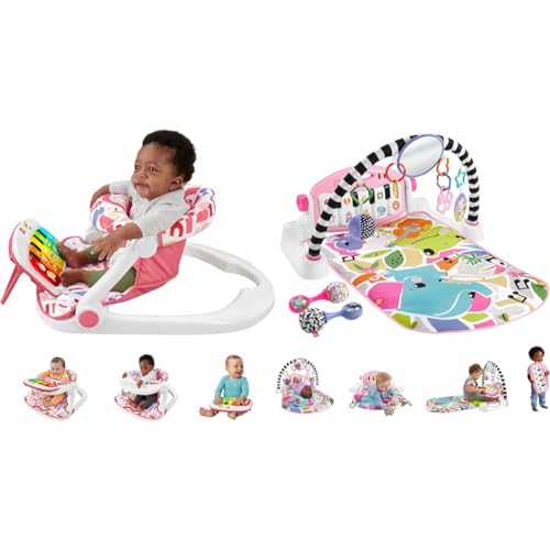 Image of Fisher-Price Pink Infant to Toddler Kick & Play Piano Seat Bundle with Gym Playmat and Baby Rattles