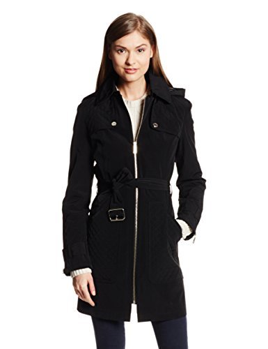 Kenneth Cole New York Women's Belted Front-Zip Trench Coat with Detachable Hood