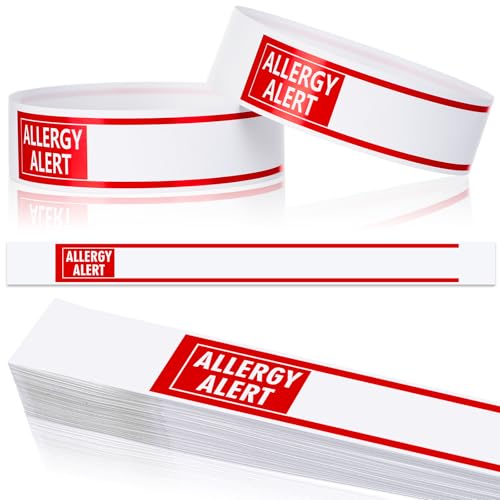 AmazingSpark 600 Pcs Red Allergy Bracelets Alert Warning Paper Wristbands Disposable Hospital Patient Bracelets ID Wristbands for Allergy Alert Identification Bands for Sports