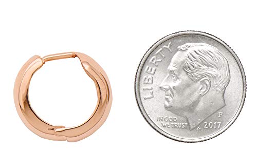 Image of 14k or 10k Gold Huggie Hoop Earrings, Polished Finish, Hinged Closure, 15mm Diameter, 8mm Wide