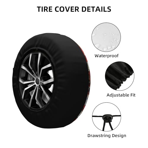 Image of Deer with American Flag Spare Tire Cover Wheel Protectors Weatherproof Deer Pattern Wheel Covers Universal Fit for Trailer RV SUV Truck Camper Travel Trailers Accessories 15 Inch
