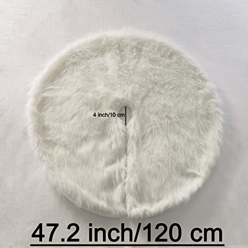 Bigomila Faux Fur Christmas Tree Skirt Snow White Xmas Tree Skirt Fluffy Christmas Tree Mat Plush Christmas Tree Skirt Decoration Xmas Trees Ornaments (47.2 Inch) #TOP1