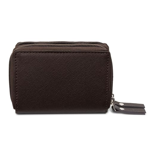 Alpine Swiss Womens Accordion Organizer Wallet Leather Credit Card Case ID Brown