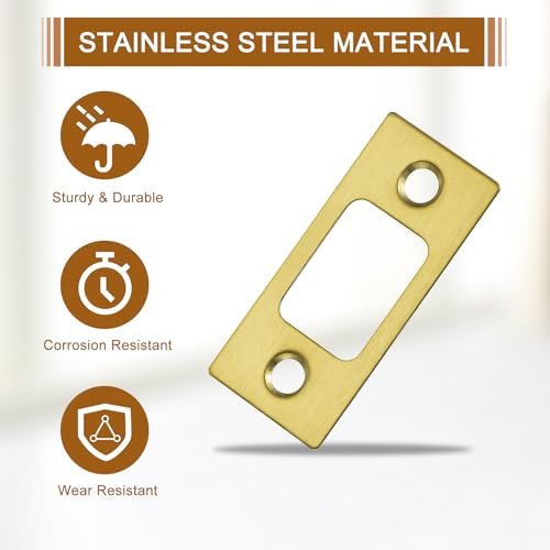 Placas de cerradura de puerta de 57 mm uxcell doradas para repuesto y refuerzo de marco 5