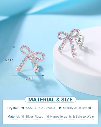 UPROMI Hypoallergenic Bow Earrings for Daughter/Granddaughter, Valentines Christmas Birthday Gifts for Girls3