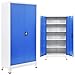 vidaXL Armario Archivador Oficina Metal Estantes Llave Gris Azul 90x40x180 cm
