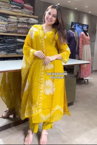 Image of Jatsy Women Pure Cotton Kurta Pant Dupatta Set | Salwar Suit Set For Girls And Women's