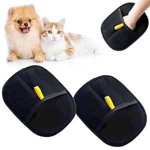 Sueean Double-Sided Grooming Gloves for Pets, Pet Grooming Gloves for Dogs & Cats, Double-Sided Deshedding Tool with Elastic Wristband Versatile Grooming Gloves for Washing Pet Grooming Gloves