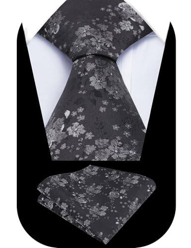Image of Alizeal Mens 3.15inches Delicate Floral Tie with Small Flower Printed Handkerchief Set