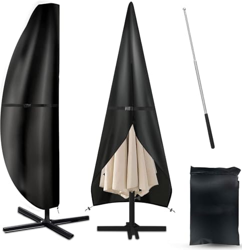 NCKIHRKK Housse de Protection pour Parasol en Tissu Oxford 420D Imperméable Coupe-Vent Anti-UV, pour Housse de Parasol Jardin Exterieur Déporté 2,7 à 3,5...