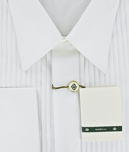 New White Solid with Pleated Bib Full Tuxedo Shirt 15/382