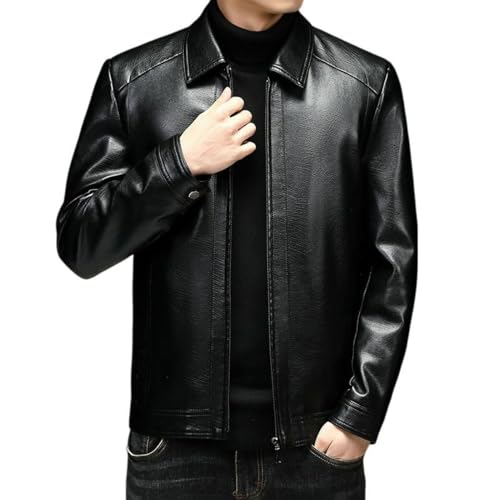 Chaqueta para hombre ligera y cómoda de piel sintética con solapas