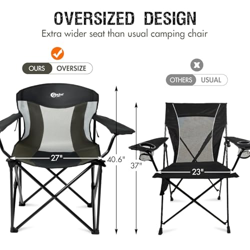 Portal Silla de Camping Sobredimensionada para Adultos Plegable XXL Soporta hasta 600 lbs Negra/Gris miniatura 5
