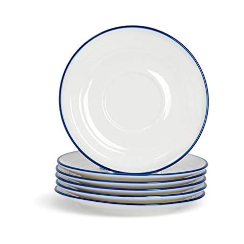 Nicola Spring Platillo para Tazas para expreso - Estilo rústico - Blanco/Azul - Pack de 6 Cover