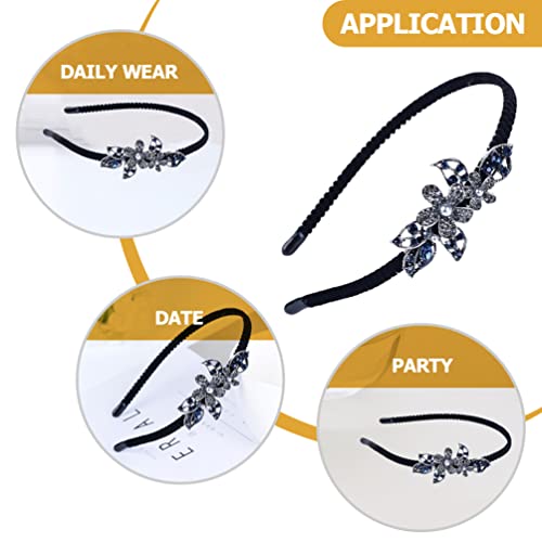FRCOLOR Embellished Headband Crystal Rhinestones Fashion Headband Women Rhinestone Flower Wedding Party Hair Hoop Band Hairband Headwear Flower Hair Accessories - Image 3