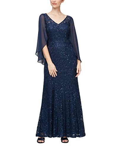 Image of Alex Evenings Women's Long A-line Dress with Draped Cowl Back