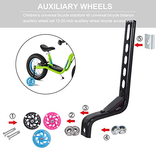 Qktyb 1 Pair Bike Training Wheels Flash Mute Kids' Bicycle Training Wheels Children Bike Stabilizers Support Wheels Universal Bike Training Wheels For Kids Bike 12 14 16 18 20 Inch (Blue) #TOP3