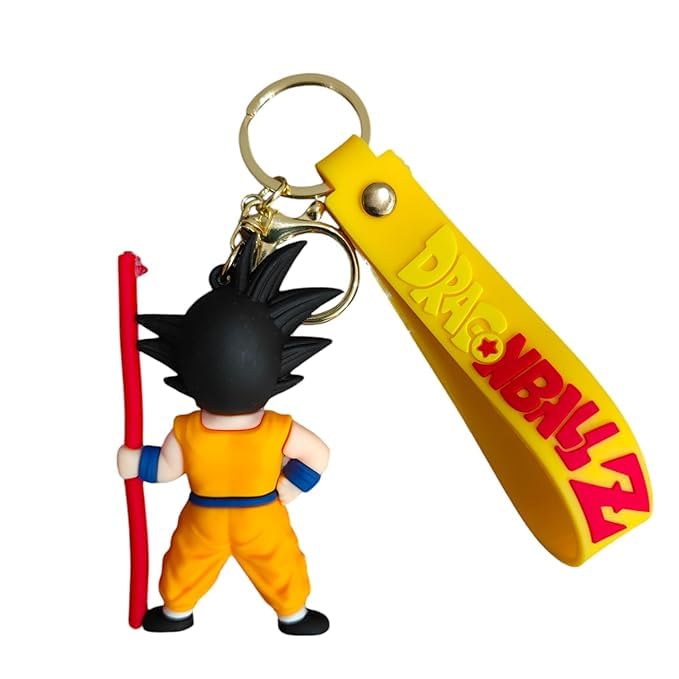 Image of Goku Action Figure with Keychain Anime Collectible PVC Model | Dragon Ball Action Figure Collectibles for Home Decor, Office Desk & Gifting | Multicolor (Goku with Stick)