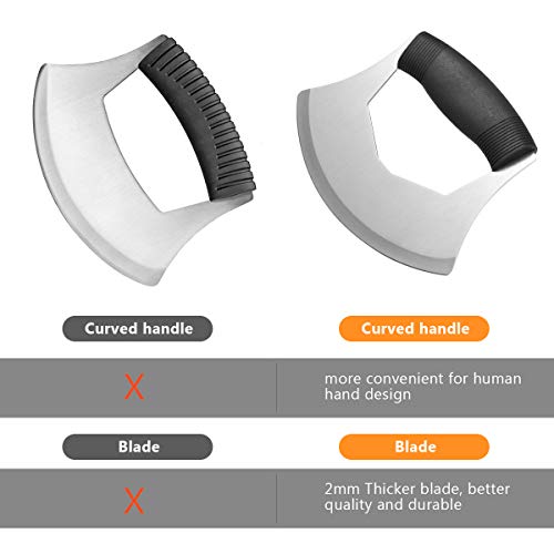 Luxiv Mezzaluna Knife Salad Chopper, Salad Chopper Stainless Steel Mezzaluna Knife With Protection Cover Vegetable Chopper Mincing Knife For Pizza, Cheese, Onion, Carrot, Pepper, Garlic (Black) #TOP3