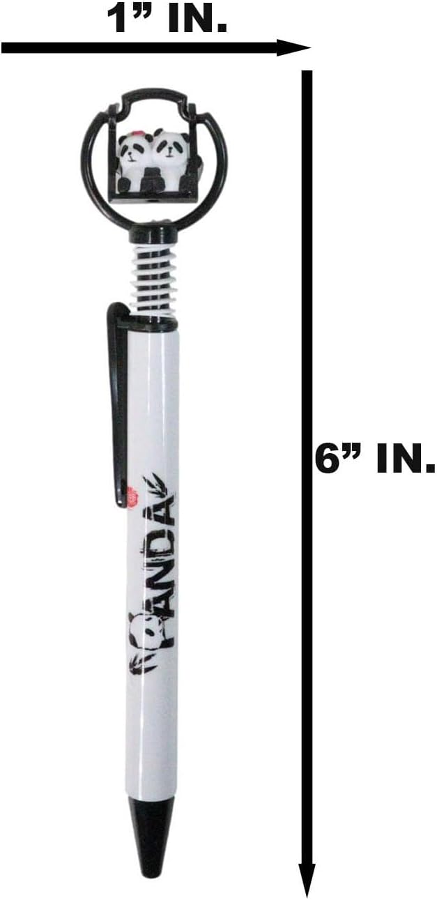 Ebros Gift Value Pack Animated Boy And Girl Panda Bear Cubs Sitting On Swing Spring Thrust Device Top White Ballpoint Ball Pens With Black Ink Novelty Giftware Pen Set Stationery School Supplies (8)