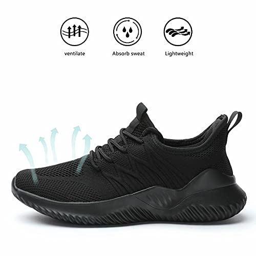 Women's Ladies Tennis Shoes Running Walking Sneakers Work Casual Comfor Lightweight Non-Slip Gym Trainers Black #TOP3