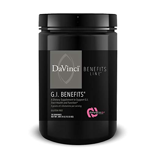 DaVinci Laboratories GI Benefits, Digestive Support Supplement for Gas, Bloating, Constipation with Zinc Carnosine, L-Glutamine, Aloe Vera, 30 Servings