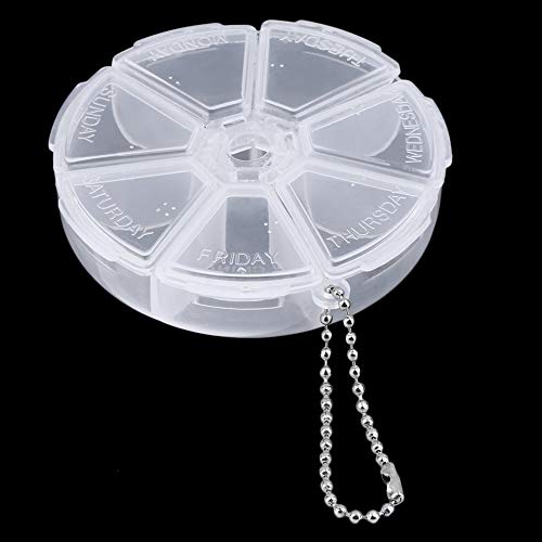 2 pcs Plastic 7 Slots Round Daily Weekly 7 Days Tablet Pill Medicine Holder Organizer Pill Craft Beads Jewelry Storage Box Case - White