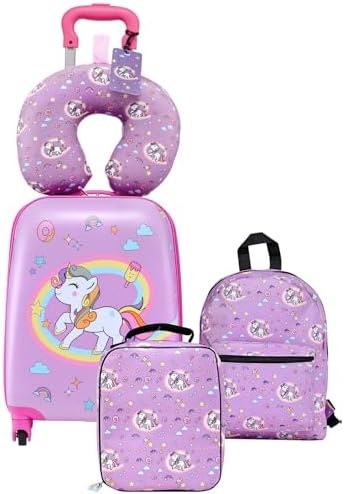 VEVOR Kids Luggage Set, 5 Piece, 18 Inch Hardside Rolling Wheels ...