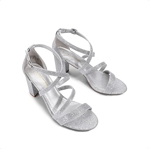 Image of DREAM PAIRS Women's Block Chunky Heels Sandals Open Toe Ankle Strappy Comfortable Dressy Sandals for Bridal Wedding Prom Party with Adjustable Cross Strap