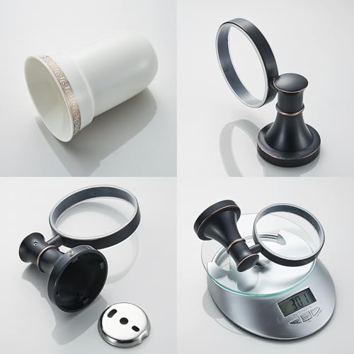 Image of Black Bathroom Toilet Brush Holder Set Wall Mounted Bathroom Hardware Accessories,Oil Rubble Bronze