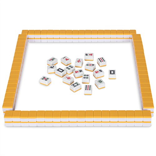 Yellow Mountain Imports Professional Chinese Mahjong Game Set - Double Happiness (Yellow) - With 146 Medium Size Tiles - For Chinese Style Game Play [專業中式麻將] #TOP1