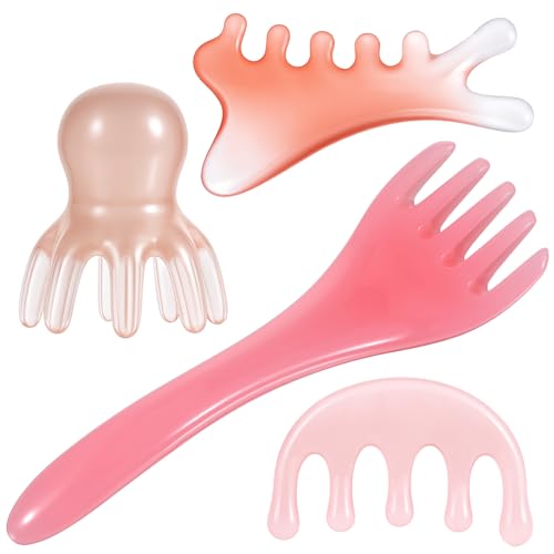 4 Pcs Head Massager Scalp Comb Resin Scalp Stress Relax