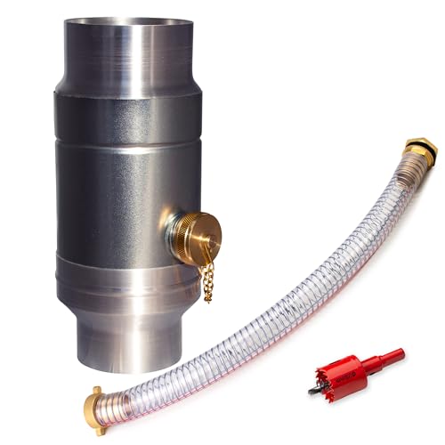 IGarden Collecteur d'eau de pluie de 87 mm avec raccord de tuyau et de tonneau de 45 cm pour le tuyau de descente, tôle d'acier galvanisée + collecteur d'eau en aluminium, construction à double paroi